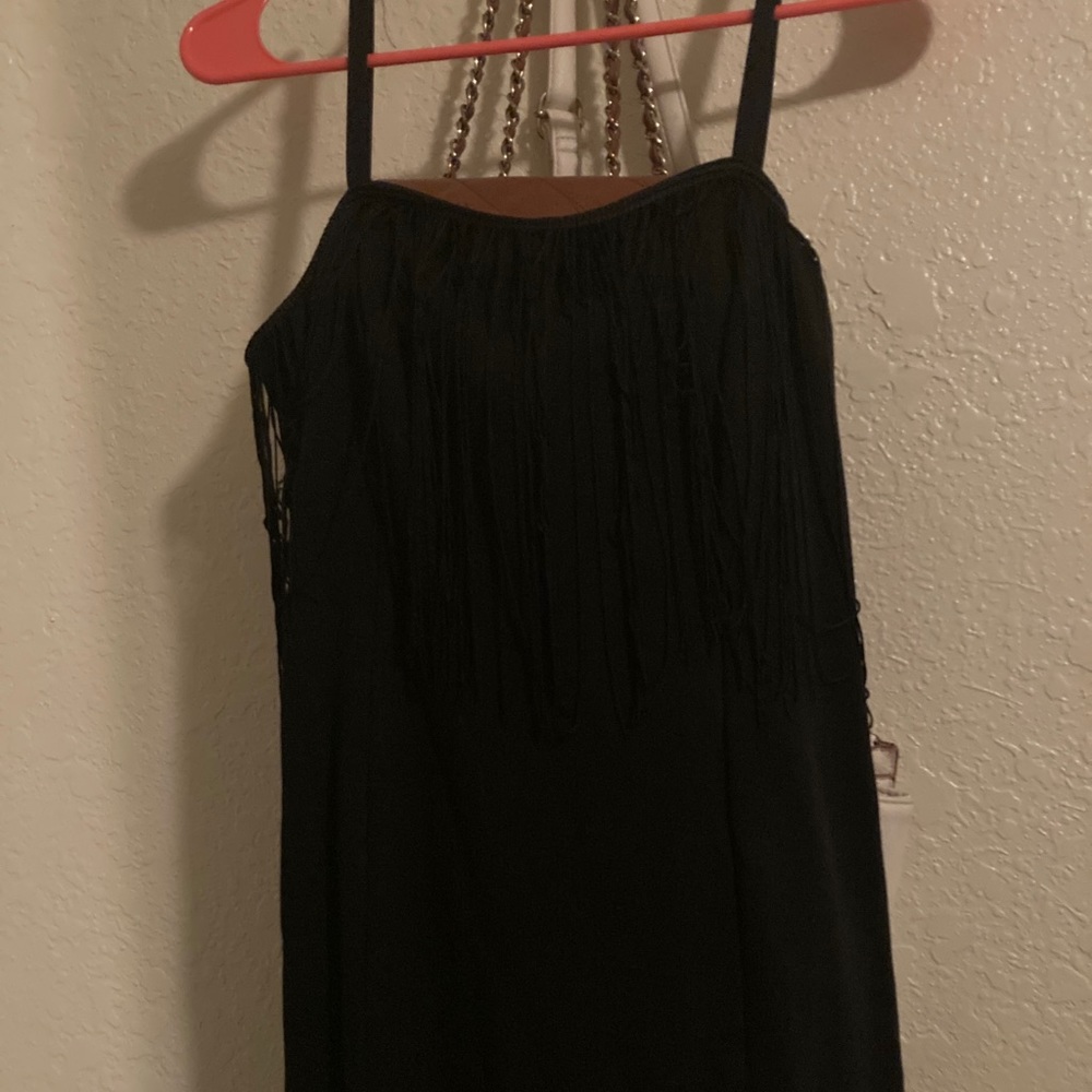 (Bundle 2 for $12) Black mini fringe dress